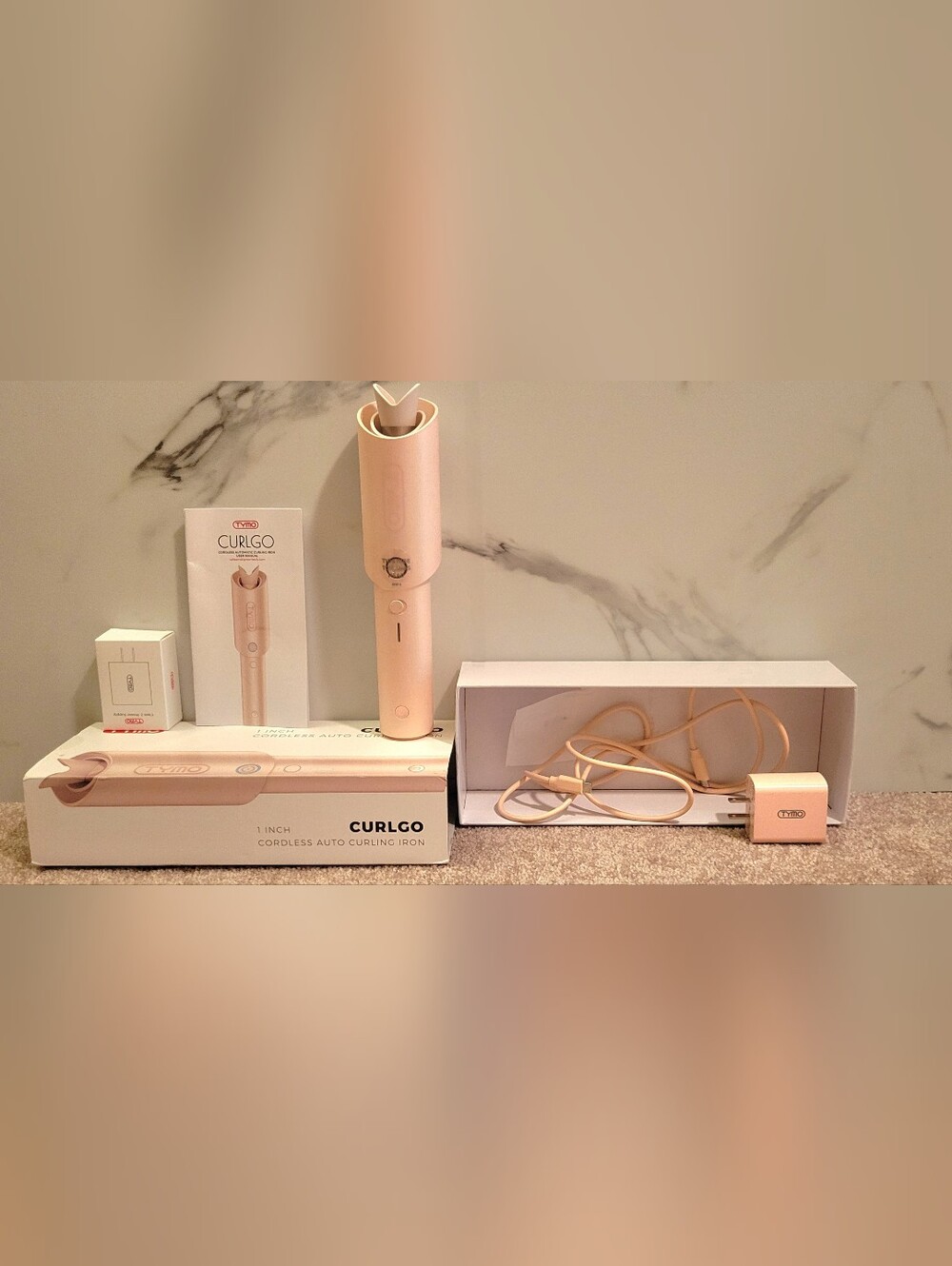 Tymo Curlgo Cordless Auto Curling Iron Pink Size 1 Inch